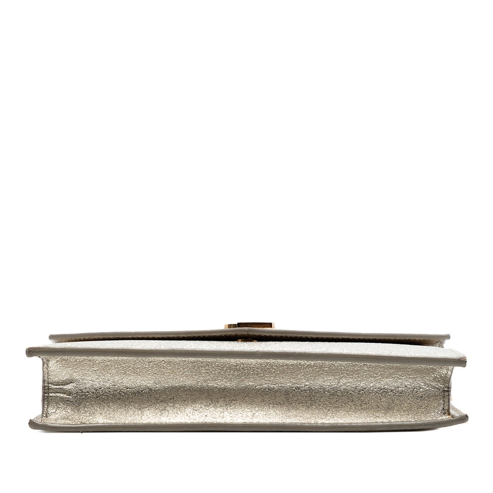 Pre-Loved Saint Laurent Metallic Textured Calfskin Envelope Wallet On Chain - Picture 3 of 6